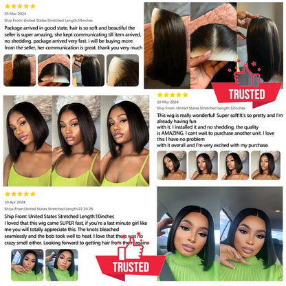 Glueless Bob Hair Wig Human Hair Ready To Wear Straight Transprent 4x4 Lace Closure Wigs For Women Glueless Wigs Human Hair